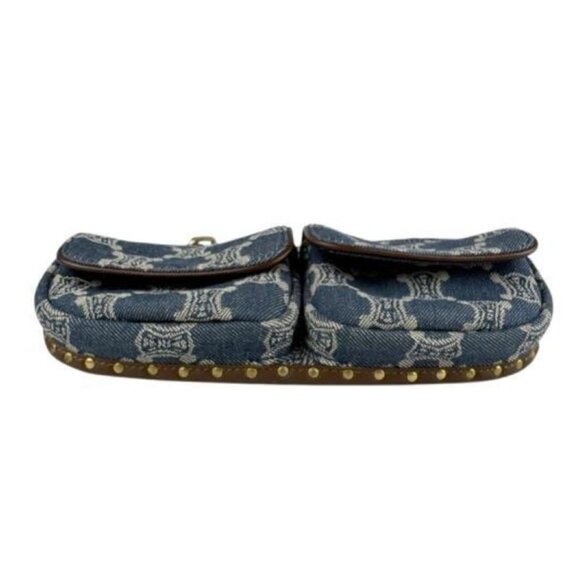 CELINE Waist Bag Paris Macadam Denim Leather Blue x Brown - COA included - Picture 6 of 14
